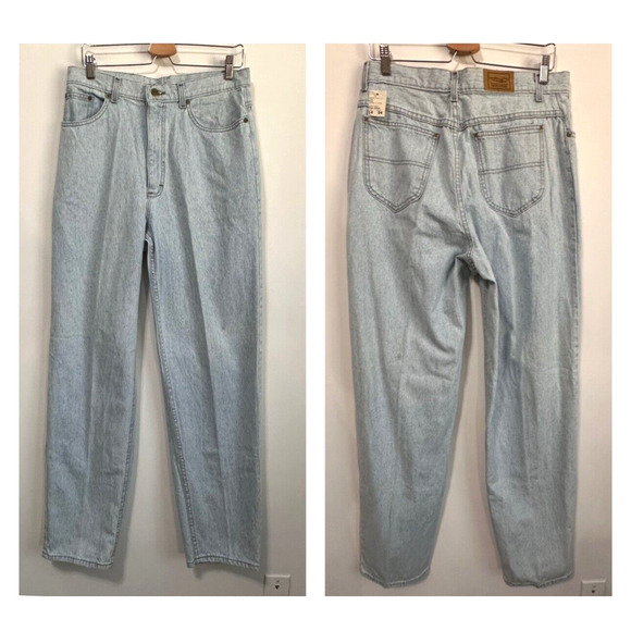LL Bean Womens Jeans 14 Relaxed Faded Denim Deadstock? Tapered High Rise NWOT - Picture 1 of 11